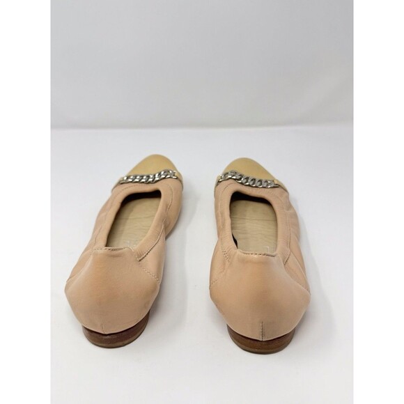 AGL Women Ballet Flats Beige Leather Slip On Chain Italian Ballerina 38.5 US 8.5 - Picture 5 of 8